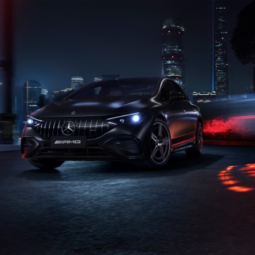 Mercedes-AMG EQE 53 4MATIC, 2025, Mercedes-Benz AMG, Electric cars, Black cars, Night city