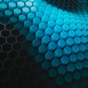 Hexagons, Cyan blocks, Patterns, Cyan background, Black blocks, Geometric, 3D background, Honeycomb