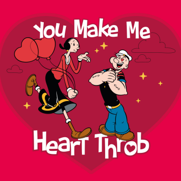 Olive Oyl, Popeye, Love couple, Valentine's Day, Heart shape, Cartoon, Red background, Red aesthetic, Red heart, 5K, Proposal