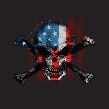 Skull, American flag, Bones, USA Flag, 5K, Dark background