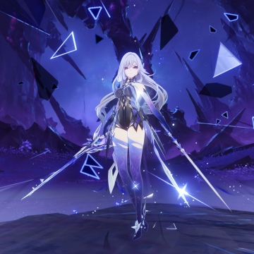 Skirk, Purple aesthetic, Anime girl, Genshin Impact