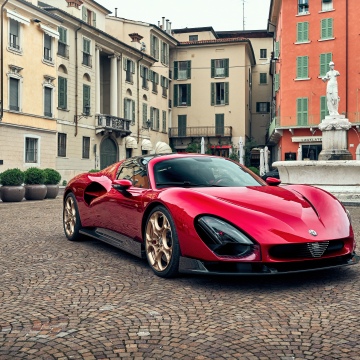 Alfa Romeo 33 Stradale, Italy, Red cars, Supercar, Rome, Italian, 5K
