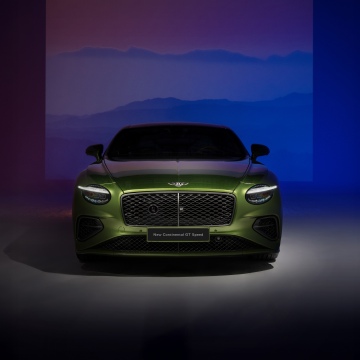 Bentley Continental GT Speed, Front View, Green car, 5K, Luxury cars