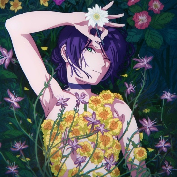 Chainsaw Man - The Movie: Reze Arc, Anime girl, Floral Background, Purple hair, 5K