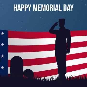 Happy Memorial Day, Salute, Silhouette, United States flag, Soldier, Honor