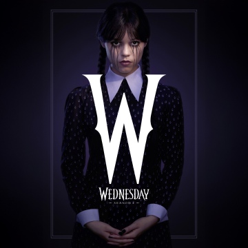Wednesday Addams, Season 2, 2025 series, Wednesday (Netflix), Jenna Ortega as Wednesday Addams, Dark background