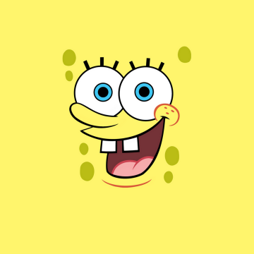 SpongeBob smiley face, Minimalist, Yellow background, Happy, 5K, Cartoon