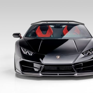 Lamborghini Huracan Spyder, Vorsteiner, White background, Black cars, 2020, 5K