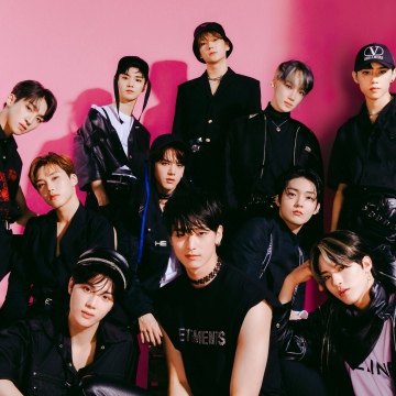 ATEEZ, Pink background, 5K, K-pop group, Hongjoong, Seonghwa, Yunho, Yeosang, San (ATEEZ), Mingi, Wooyoung, Jongho