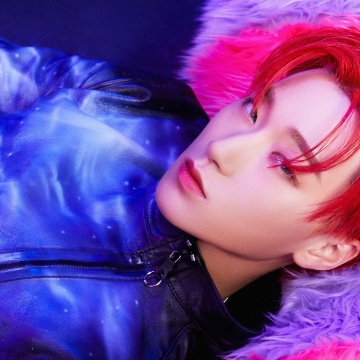 San (ATEEZ), K-pop idol, Red hair, Vibrant