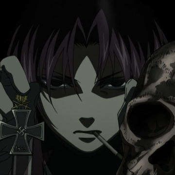 Revy (Black Lagoon), Iron Cross, Dark aesthetic, Black Lagoon, Black background, Skull