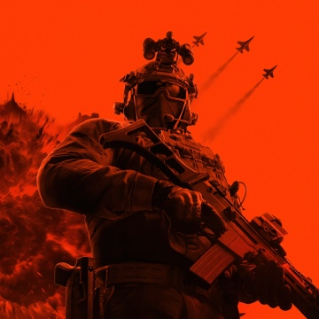 Battlefield 6, Soldier, 5K, Game poster, Orange background, Monochrome, 2026 Games