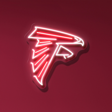 Atlanta Falcons, Neon logo, Red background, NFL team, American football team