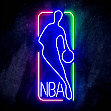 NBA, Neon logo, Basketball, Glowing, Dark background, 5K