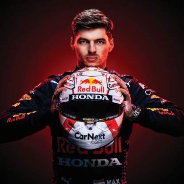 Max Verstappen, Helmet, Red Bull Racing, Honda, Dark background, 5K, Racing driver
