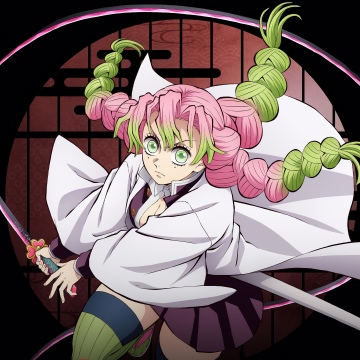 Mitsuri Kanroji - Infinity Castle, 5K, Anime movie, Demon Slayer: Kimetsu No Yaiba Infinity Castle, Black background, Mitsuri Kanroji