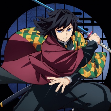 Giyu Tomioka - Infinity Castle, 5K, Anime movie, Demon Slayer: Kimetsu No Yaiba Infinity Castle, Black background, Giyu Tomioka