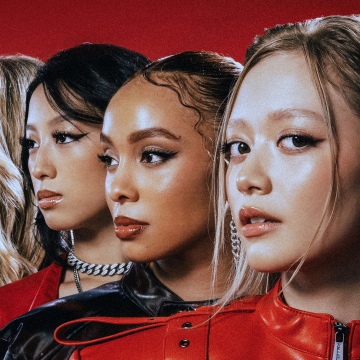 Girlset, Girl group, American singer, 5K, Red background