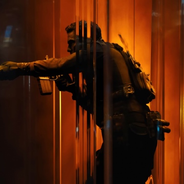 Call of Duty: Black Ops 7, Soldier, Tactical gear, Rifleman, Silhouette, Orange Lights, 5K, 2025 Games