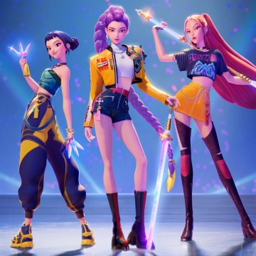 KPop Demon Hunters, 8K, Ultrawide, Huntrix, Rumi (Huntrix), Mira (Huntrix), Zoey (Huntrix), 2025 Movies