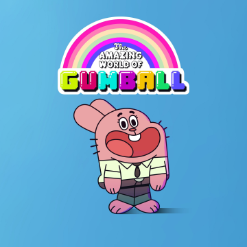 The Amazing World of Gumball, 5K, Cute cartoon, Blue background, Animated series