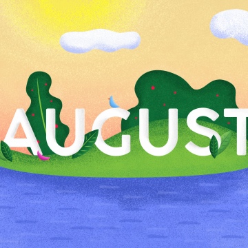 August, Summer, Illustration, Island, Water, Sunny day, Colorful