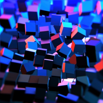 Axolotl, Minecraft, Abstract background, 3D cubes, Geometric, Neon, 5K
