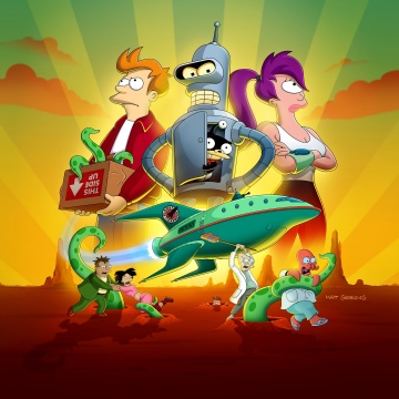 Futurama, Animated series, Phillip J Fry, Bender (Futurama), Leela (Futurama)