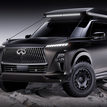 Infiniti QX80 Terrain Spec Concept, 2025, Dark background, Monochrome, Infiniti QX80