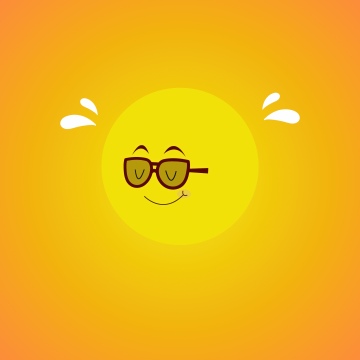 Summer, Sun, Cute cartoon, Sunglasses, Happy, Orange aesthetic, 5K, Minimalist