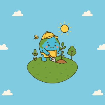 World Environment Day, 5K, Cute cartoon, Planet Earth, Summer, Light blue, June (Month)