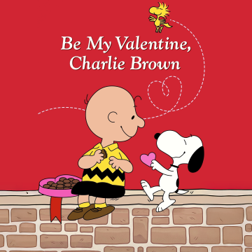 Be My Valentine, Charlie Brown, Peanuts, Snoopy, Valentine's Day, Woodstock, Red background, 5K