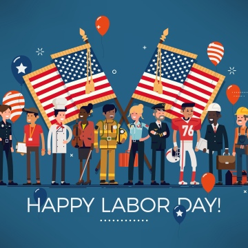 Happy Labor day, 8K, May (Month), 5K, Blue background, USA Flag, Flag of the United States