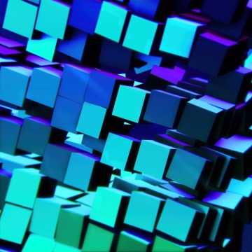 Shuniji, Minecraft, Abstract background, 3D cubes, Blue abstract, Teal abstract, 5K