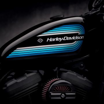 Harley-Davidson, Motorcycle, Blue, Black background, Closeup, 5K, 8K