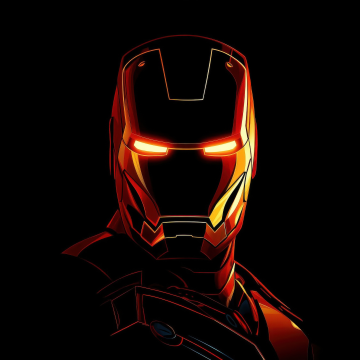 Iron Man, Outline, Black background, Marvel Superheroes, AMOLED