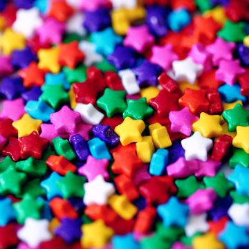 Candies, Multicolor, Star Shape, Colorful, Rainbow colors, Sweet, Confectionery, Closeup, 5K