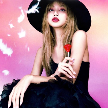 Lisa Marie Claire Korea, 2025, 5K, Red Rose, Lisa, Gradient background