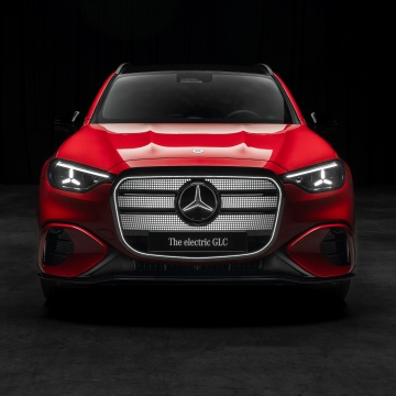 Mercedes-Benz GLC 400, 2026, 5K, 8K, Red cars, Electric crossover, Dark background