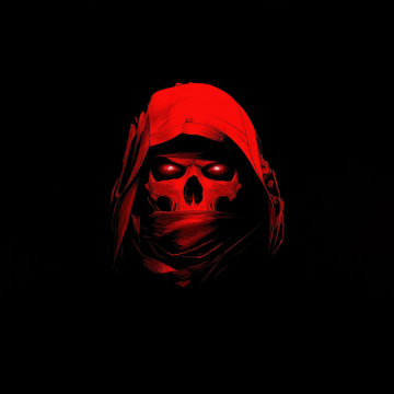 Skull, Call of Duty, AMOLED, Black background, 5K, Red