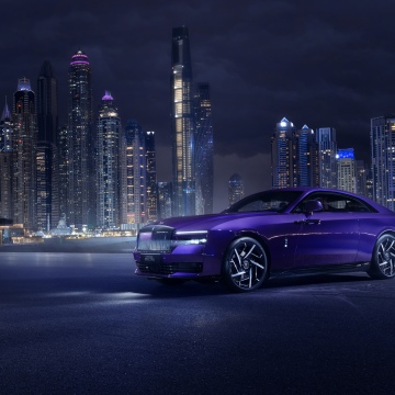 Rolls-Royce Black Badge Spectre, Dubai, 5K, 8K, Purple aesthetic