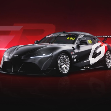 Toyota GR Supra Supercar, 8K, Red background, 5K, Dark red