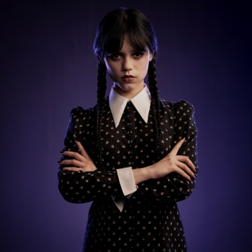 Jenna Ortega, Wednesday (Netflix), 5K, 8K, Dark background, Jenna Ortega as Wednesday Addams, Season 2, 2025 series