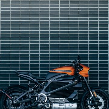 Harley-Davidson, LiveWire, Electric bikes, Orange Motorcycle, Wall, 5K