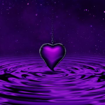 Purple Heart, Water, Waves, Stars, Chain, Purple background, 5K