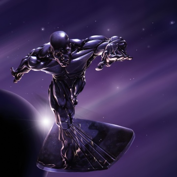 Silver Surfer, Artwork, Marvel comics, 5K, Purple