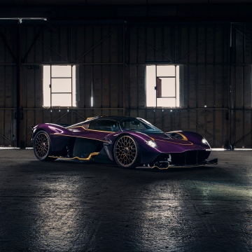 Aston Martin Valkyrie, Hypercar, Modern car, Purple car, Hanger