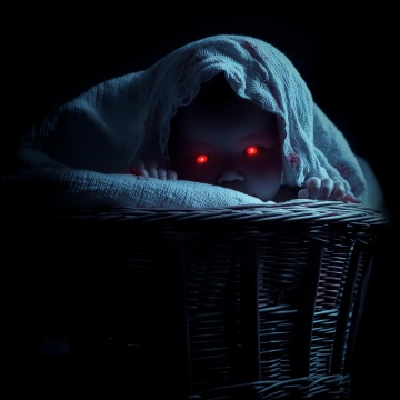The Summoning of Baby Blue, 2025, Horror Movies, Black background, Creepy, Evil eyes, 5K, 2025 Movies