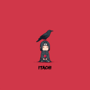 Chibi, Itachi Uchiha, Minimalist, Red background, 5K, 8K, Naruto