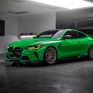 BMW M4, Green car, Vorsteiner, Sports cars, Garage, 5K, 8K